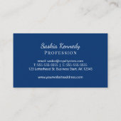 Elegant Navy Blue Script Professional Monogram Visitekaartje (Achterkant)