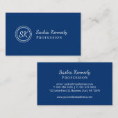 Elegant Navy Blue Script Professional Monogram Visitekaartje (Voorkant / Achterkant)