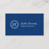 Elegant Navy Blue Script Professional Monogram Visitekaartje (Voorkant)