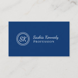 Elegant Navy Blue Script Professional Monogram Visitekaartje