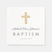 Elegant Navy Blue Script Religieuze Cross Boy Servet (Voorkant)