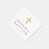 Elegant Navy Blue Script Religieuze Cross Boy Servet (Hoek)