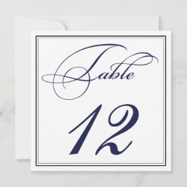 Elegant Navy Blue Script Table Number Kaarten