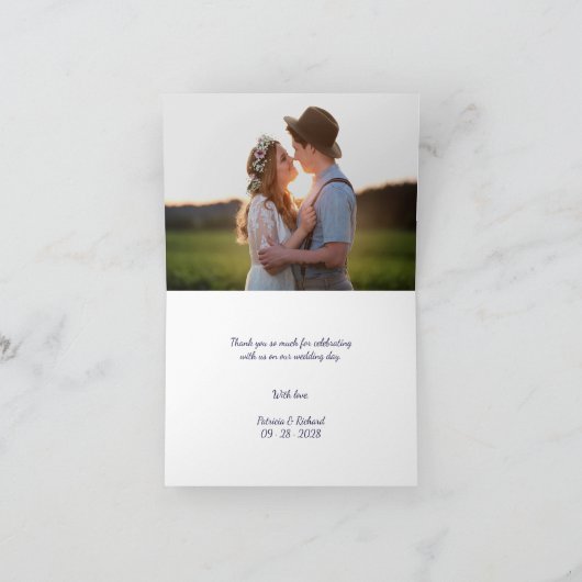 Elegant Navy Blue Script Weddenschap Bedankt kaart (Binnen)