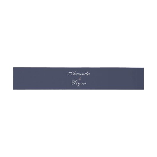 Elegant Navy Blue Script Wedding Uitnodigingen Wikkel (Vlak)