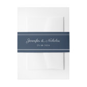 Elegant Navy Blue Script Wedding Uitnodigingen Wikkel (Voorkant Voorbeeld)