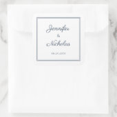 Elegant Navy Blue Script Wedding Vierkante Sticker (Tas)