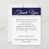 Elegant Navy Blue Script Weduwfoto collage Bedankkaart (Achterkant)