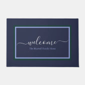 Elegant navy blue scriptnaam deurmat (Voorkant)