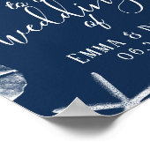 Elegant Navy Blue Seashells Beach Weddenschap Welk Poster (Hoek)