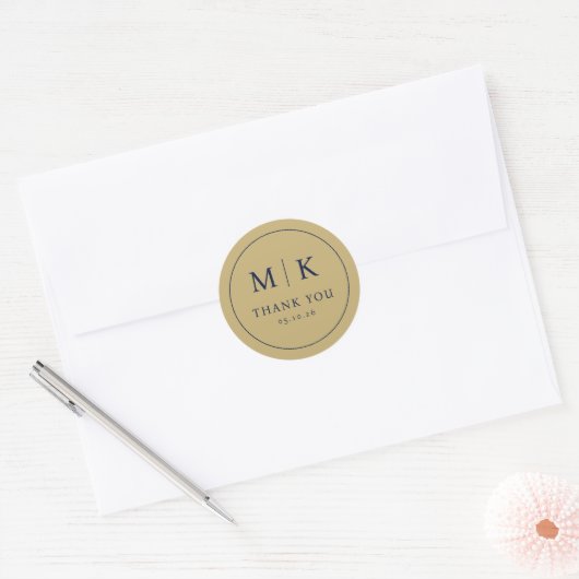 Elegant Navy Blue Serif Thank You Sticker (Envelop)