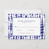 Elegant Navy Blue Shibori Tie Dye Wedding RSVP Kaartje (Voorkant)