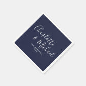 Elegant Navy Blue Signature Wedding Napkins Servet (Hoek)