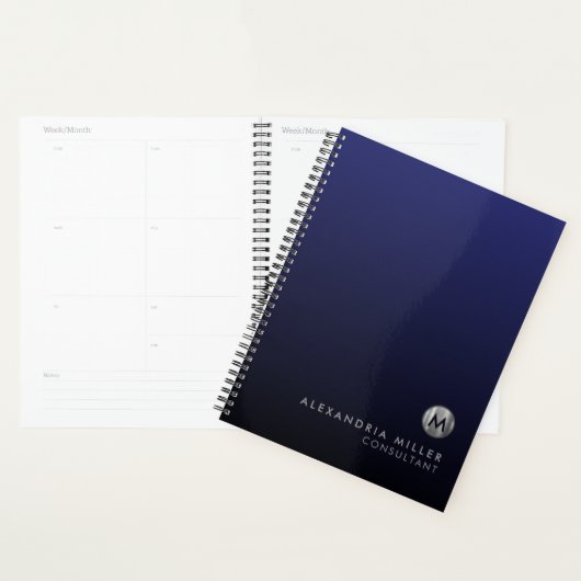 Elegant Navy Blue Silver Appointing Book Planner (Display)
