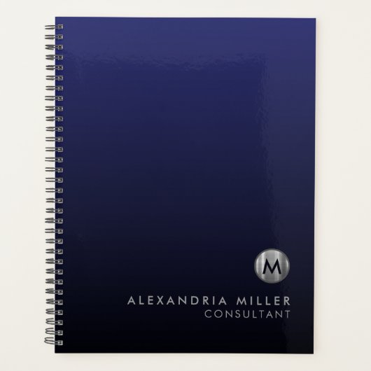 Elegant Navy Blue Silver Appointing Book Planner (Voorkant)
