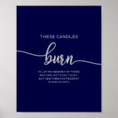 Elegant Navy Blue Silver deze kaarsen branden Poster (Voorkant)