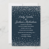 Elegant Navy Blue Silver Diamond Confetti Wedding Kaart (Voorkant)