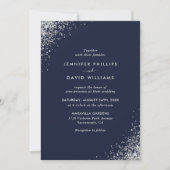 Elegant Navy Blue Silver Glitter Confetti Wedding Kaart (Voorkant)