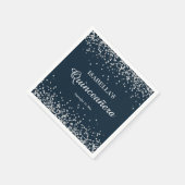 Elegant Navy Blue Silver Glitter Quinceanera Servet (Hoek)