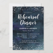Elegant Navy Blue Silver Glitter repetitie diner Kaart (Voorkant)