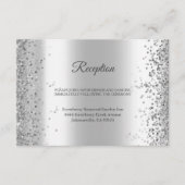 Elegant Navy Blue Silver Glitter Sparkle Wedding Informatiekaartje (Voorkant)