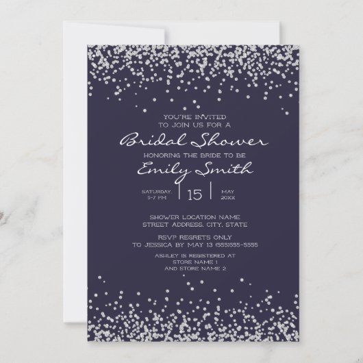 Elegant Navy Blue Silver Glitter Vrijgezellenfeest Kaart (Voorkant)