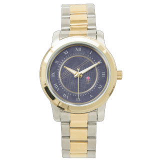 Elegant Navy-Blue Silver & Gold Metallic Horloge
