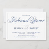 Elegant Navy Blue Silver Lines Rehearsal Dinner Kaart (Voorkant)