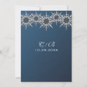 Elegant Navy Blue Silver Snowflake Save the Date (Achterkant)