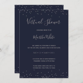 Elegant Navy Blue Silver Virtual Vrijgezellenfeest Kaart