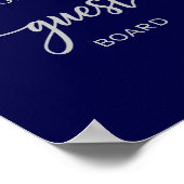 Elegant Navy Blue Silver Wedding Guest Sign Poster (Hoek)