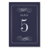 Elegant Navy Blue Silver Wedding Table Numbers Kaart (Achterkant)