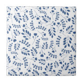 Elegant Navy Blue Simple Botanical Pattern White Tegeltje (Voorkant)