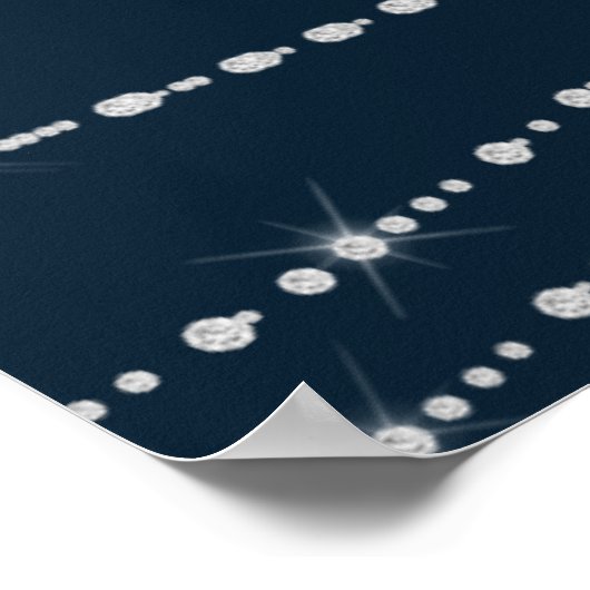 Elegant Navy Blue String Lights Wedding Poster (Hoek)