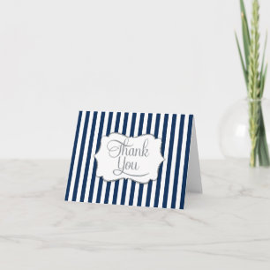 Elegant Navy Blue Stripe Hartelijk dank Bedankkaart
