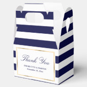 Elegant Navy Blue Stripes Weddenschap Hartelijk da Bedankdoosjes (Geopend)