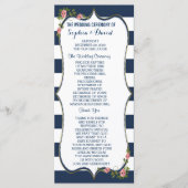Elegant Navy Blue Stripes Wedding Ceremony Program Programmakaart (Voorkant)