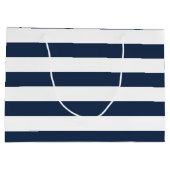 Elegant Navy Blue Stripes Wedding Custom Bag Large Cadeautasje (Achterkant)