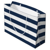 Elegant Navy Blue Stripes Wedding Custom Bag Large Cadeautasje (Achterkant Gekanteld)