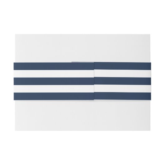 Elegant Navy Blue Stripes Wedding Custom Uitnodigingen Wikkel (Achterkant Voorbeeld)