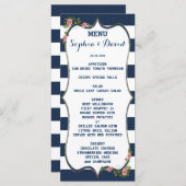 Elegant Navy Blue Stripes Wedding Menu Custom (Voorkant / Achterkant)