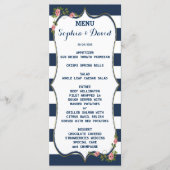 Elegant Navy Blue Stripes Wedding Menu Custom (Voorkant)