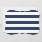 Elegant Navy Blue Stripes Wedding Save the Date (Achterkant)