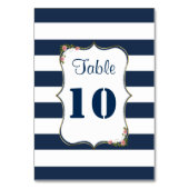 Elegant Navy Blue Stripes Wedding Table Numbers Kaart (Voorkant)
