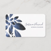 Elegant Navy Blue Succulent Foliage Signature Visitekaartje (Voorkant)