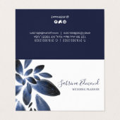 Elegant Navy Blue Succulent Foliage Signature Visitekaartje (Buitenkant ongevouwen)