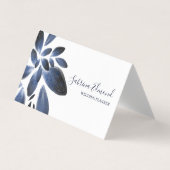 Elegant Navy Blue Succulent Foliage Signature Visitekaartje (Voorkant)