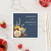 Elegant Navy Blue Sunflower Floral Wedding Servet (Insitu)