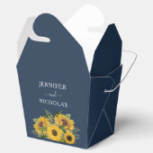 Elegant Navy Blue Sunflower Weddenschap Bedankdoosjes (Geopend)