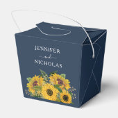 Elegant Navy Blue Sunflower Weddenschap Bedankdoosjes (Achterkant)